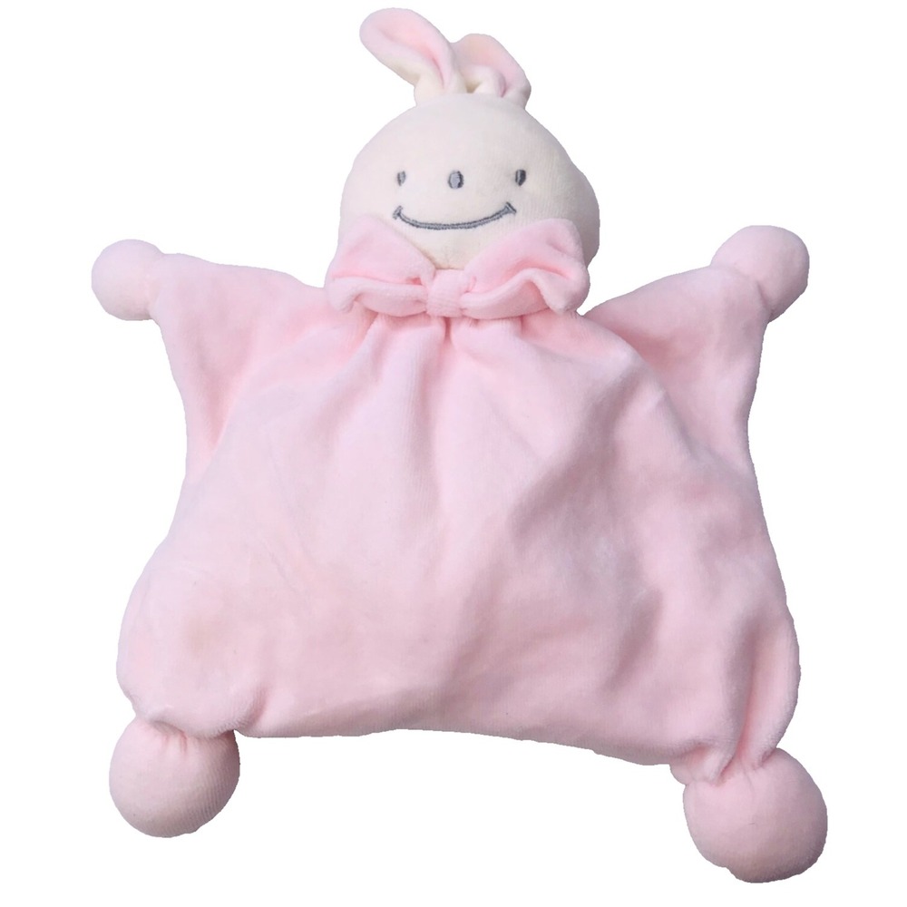 Pop Art Pink Bunny Rabbit Security Blanket Plush Stuffed Animal Baby Soft Lovey